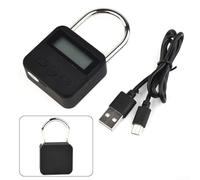 Verrou à minuterie en métal avec écran LCD | Cadenas électronique 99H max | Rechargeable par USB | Verrou de sécurité en alliage de zinc pour auto-contrôle | Utilisation en extérieur (noir)