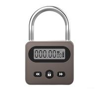 Verrou à minuterie en métal avec écran LCD - Verrouillage électronique multifonction - 999 heures - Rechargeable par USB - Déverrouillage automatique (marron)