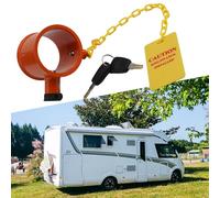 Verrou antivol en alliage pour remorque, camping-car, camion et semi-remorque avec 2 clés uniques et étiquette de rappel jaune vif, hauteur 8,1 cm, diamètre 7,4 cm pour orange