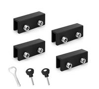 Verrou Baie Coulissante, 4 Pièces Bloque Porte Coulissante Noire, Bloque Fenetre Coulissante Réglable, avec Deux Clés, Verrou Baie Vitrée Coulissante pour Portes et Fenêtres Coulissantes 0XBIT