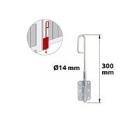 Verrou baïonnette acier zingué, H.300 x L.60 x P.20 mm