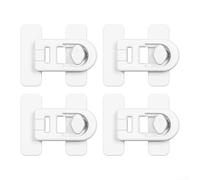 Verrou d'armoire à sécurité enfant avec dos et loquet rotatif pour une utilisation sûre sur les portes de réfrigérateur et les meubles de rangement (blanc)