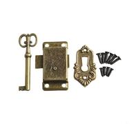 Verrou d'armoire en laiton antique de 53 mm pour armoire, armoire, boîte à bijoux avec clés, finition bronze vert (bronze vert)