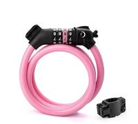 Verrou de fil de vélo mignon, combinaison de Code à 4 chiffres, câble de sécurité antivol avec accessoires for enfants(Pink)