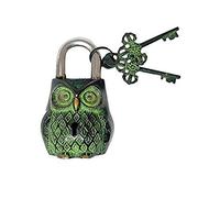 Verrou de hibou en laiton, look vintage avec 2 clés et usage décoratif (vert)