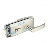 Verrou de poignée de porte en verre, porte de séparation de bureau, double ouverture, serrure en verre pour portes commerciales (B)