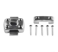 Verrou de portail coulissant à angle droit avec crochet en alliage de zinc coulé, verrou de porte pour portes de toilettes, convient pour montage latéral gauche et droit (argenté)