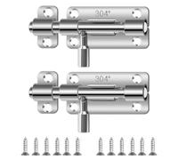 Verrou de Porte 2 Pièces Targette de Porte Targette Acier Inoxydable Loquet Coulissant avec Vis Loquet Porte Coulissante pour Maison Grange Clôture Hangar