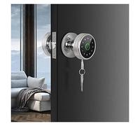 Verrou de porte à empreintes digitales - Bouton Tuya intelligent - Prise en charge de mot de passe - Application Bluetooth - Batterie rechargeable - Poignée de levage pour verrouiller (argenté)