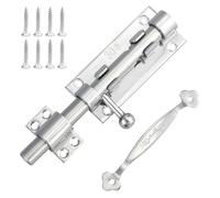 Verrou de porte coulissant en acier inoxydable 304 - Verrou de sécurité robuste - Verrou de porte épais avec vis de fixation pour clôture de grange, abri de jardin, cave - 16 cm