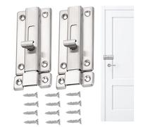 Verrou de porte coulissant - Verrou de porte sans clé - Verrou de porte de sécurité - Serrure de porte argentée - Pour porte de chambre à coucher, porte de toilettes - Loquet manuel sans clé -