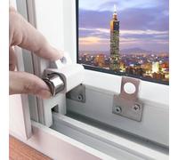 Verrou de porte coulissante avec 2 clés - Verrou de sécurité enfant pour la protection de la maison - En alliage d'aluminium - Bouton poussoir - Noir et blanc (blanc)
