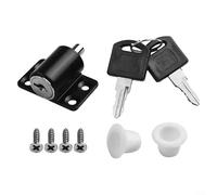Verrou de porte coulissante avec clé pour antivol et sécurité enfant, convient pour portes battantes et coulissantes, complet avec accessoires de fixation (noir)