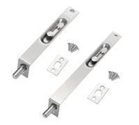Verrou de porte coulissante dissimulé en acier inoxydable pour portes doubles avec ressort de maintien automatique, loquet antivol argenté de 15,2 cm/20,3 cm
