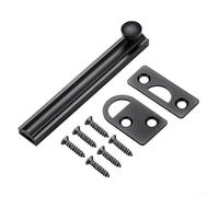 Verrou de porte coulissante en laiton avec vis pour une sécurité fiable de salle de bain et de maison, conçu pour une protection durable et résistante à la rouille (noir, 10,2 cm)