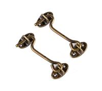 Verrou de porte coulissante, lot 2 crochets en laiton for cabine, loquet portail jardin, idéal for sécuriser et maintenir ouvertes les portes cabanon(Bronze,10cm)