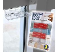 Verrou de porte coulissante pour la sécurité de la maison - Lot de 2 serrures de fenêtre coulissante, serrure de porte coulissante en verre, adhésif extra fort, serrure de sécurité pour porte