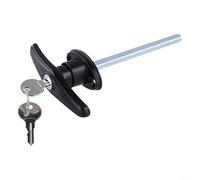 Verrou de porte de garage avec poignée en T en alliage de zinc étanche avec tige de connexion courte pour portes industrielles, remorques et camping-cars (noir)