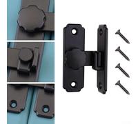 Verrou de porte de grange à angle droit pour chambre à coucher, loquet de sécurité à 90/180 degrés avec construction en acier inoxydable, boulon coulissant facile à installer (noir)