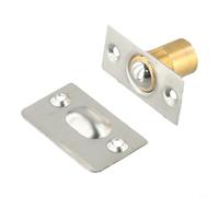 Verrou de porte de placard invisible en bois avec cuivre et acier inoxydable pour loquet à boule de placard, perle supérieure réglable, convient pour diverses portes en bois (argenté)