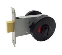 Verrou de porte de salle de bain, en acier inoxydable 304, indicateur d'intimité, serrure de porte sans clé pour toilettes, 12,2 x 7,2 x 9,5 cm (noir et noir)