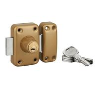 Verrou de Porte d'Entrée Vitrée TRANSIT 2 - Double Cylindre 50mm - Protections de Sécurité - 4 Clés Laiton Nickelé Réversibles et Carte de Propriété - Made in France - Finition Époxy Doré - THIRARD