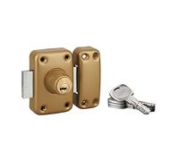 Verrou de Porte d'Entrée Vitrée TRANSIT 2 - Double Cylindre 60mm - Protections de Sécurité - 4 Clés Laiton Nickelé Réversibles et Carte de Propriété - Made in France - Finition Époxy Doré - THIRARD