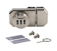 Verrou de porte en alliage de zinc sans perforation avec mécanisme à combinaison pour armoires en verre de 3 à 8 mm d'épaisseur pour fenêtres et vitrines Installation sécurisée sans perçage Finition