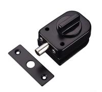 Verrou de porte en verre sans cadre en acier inoxydable SUS304, finition noire, installation sans perçage avec loquet de commande coulissant pour panneaux de 8 à 12 mm d'épaisseur (A)