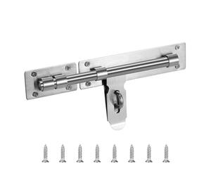 Verrou de Porte Exterieur en Acier Inoxydable 221mm Targette de Porte avec Cadenas Loquet de Porte Coulissant avec Vis pour Entrepôt Garage Grange Portail Cour Porte
