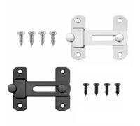 Verrou de Porte Intérieur et Extérieur - Lot de 2 Targettes Coulissantes en Acier Inoxydable Noir et Blanc - Fermeture à Bascule pour Portail, Placard, Fenêtre, Jardin - Avec Vis