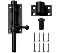 Verrou de porte réversible de 15,2 cm, en acier inoxydable 304 avec trou de cadenas, finition noire, cylindre anti-poussière, complet avec matériel de montage