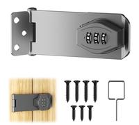 Verrou de porte verrouillable de 10,16 cm - Serrure à combinaison - Serrure à combinaison - Serrure de porte coulissante - Verrou de porte d'armoire - En métal gris - Pour petites portes, armoires,