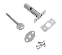 Verrou de puits en acier inoxydable avec clé pour portes de secours et boulons de fixation et plaques d'étanchéité, serrure de porte invisible pour intérieur (acier inoxydable)