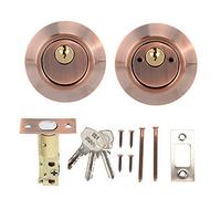 Verrou de Sécurité à Double Cylindre en Acier Inoxydable, Serrure des Deux Côtés, Argent, Pour Portes en Bois - Haute Résistance à la Corrosion, Installation Facile, Protection (Placage de cuivre