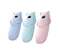 Verrou de Sécurité Garçon et Filles 3 Pièces, Courbure 90 Degrés, Abs | Double Bouton, Adhésif sans Trace, Usage Multi-objets, Forme Ours, pour Cabinet et Fenêtre