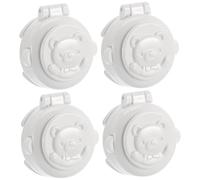 Verrou de Sécurité pour Bouton, Couvercle de Démarrage 4 Pièces | ABS Blanc, Installation Adhésive et Couvercle à Charnière, pour Boutons Ronds D’appareils Domestiques