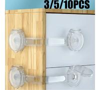Verrou de sécurité pour enfants, 3 à 10 pièces, transparent, anti-ouverture, sangle souple, verrou multifonctionnel pour tiroir, armoire, porte de réfrigérateur, verrou de sécurité 10PC