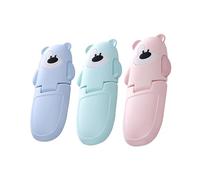 Verrou de Sécurité pour Garçon et Filles à Angle Droit, Lot de 3, Abs | Adhésif sans Trace, Courbure 90°, Motif Ours Cartoon, pour Porte D’armoire et Réfrigérateur