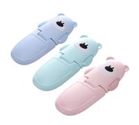 Verrou de Sécurité pour Garçons et Filles Abs, Lot de 3, Forme Ours | Double Bouton à Action, Adhésif sans Trace, Angle 90°, Utilisation Fenêtre et Micro-ondes