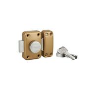 Verrou de Porte d'Entrée TRANSIT 2 - Bouton + Cylindre 75mm - Protections de Sécurité - avec 4 Clés Laiton Nickelé Réversibles et Carte de Propriété - Made in France - Finition Époxy Doré - THIRARD