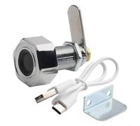 Verrou de tiroir biométrique à empreintes digitales de 30 mm pour maison, bureau, table de nuit, meubles de sécurité avec 20 empreintes digitales, reconnaissance rapide en alliage de zinc (argent)