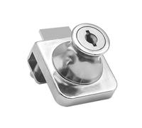 Verrou de vitrine simple/double en acier laminé à froid pour verre de 5 à 8 mm d'épaisseur, avec joint de protection et 2 clés