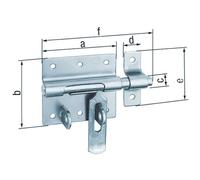 Alberts 137335 Verrou porte-cadenas | avec gâche attachée | plastifié noir | plaque 95 x 79 mm | Ø du boulon 15,5 mm | longueur totale 135 mm