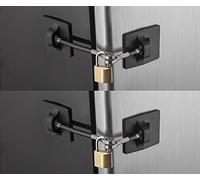 Verrou Porte de Réfrigérateur avec Cadenas à Clé - Verrou Frigo Noir (Pack de 2)