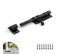 Verrou Porte Exterieur, 160mm Robuste Loquet Porte Coulissante Épaissi 304 Acier Inoxydable, avec Trou Cadenas et 8 Vis Noir Verrou Targette de Porte Verrouillable, Serrure Boulon Porte pour Jardin