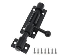 Verrou Porte Exterieur 4 Inch Thickened Barrel Bolt Door Latch for Window Cabinet with 8mm Padlock Hole Black Slide Lock 304 Stainless Steel