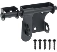 Verrou Porte Exterieur Coulissant Avec Trou De Cadenas, Loquet Porte Interieure En Acier Inoxydable, Loquet À Bascule Pour Portail, Jardin, Chenil, 12cm Noir, Ems320u-B