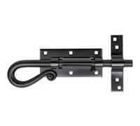 Verrou rustique 504 pêne forgé diamètre 16 mm longueur 250 mm plaque large avec gâche MERMIER M-506162 noir