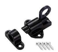 Verrou Targette Loquet à ressort automatique en alliage d'aluminium, verrou de porte et de fenêtre en aluminium massif, pêne dormant en acier.(Black)